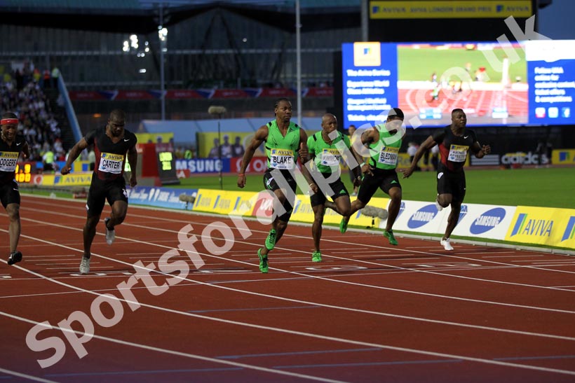 Yohan Blake wins the 100 metres, 2011 Aviva London Grand Prix